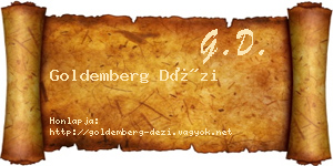 Goldemberg Dézi névjegykártya
